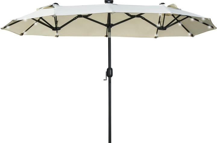 Outsunny Double parasol, LED, inclinable, polyester, acier, beige 295 x 219cm (1.50 m)