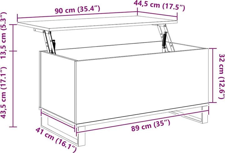 Image du produit vidaXL Couchtisch (90 x 44.50 x 45 cm)