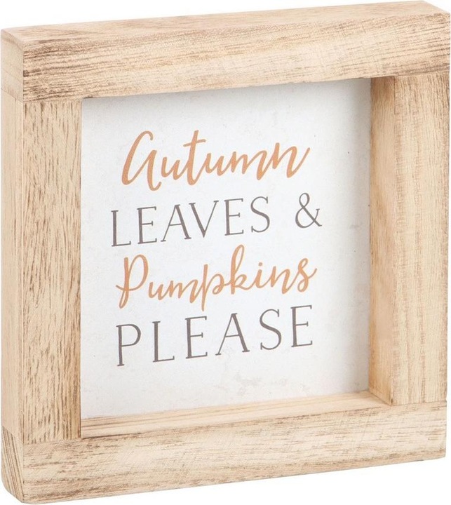 Produktbild Something Different Gerahmte Plakette Autumn Leaves & Pumpkins Please aus Holz