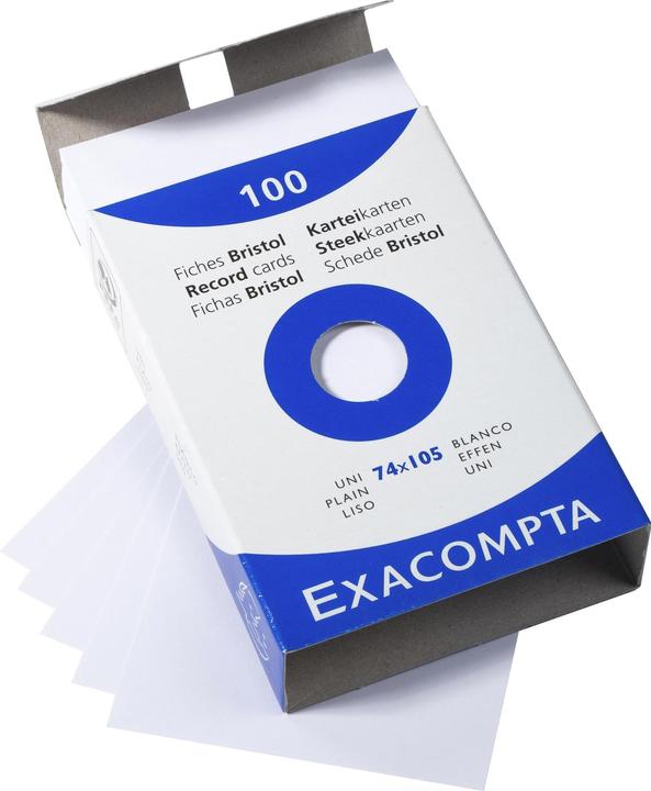 Produktbild Exacompta Karteikarten A7, blanko (A7, 205 g/m², 100 x)