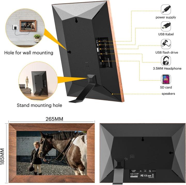 Produktbild Kodak WLAN-Digitaler Bilderrahmen mit Touchscreen, automatischer Rotation und Cloud-Speicher (10.10", 1280 x 800 Pixel)