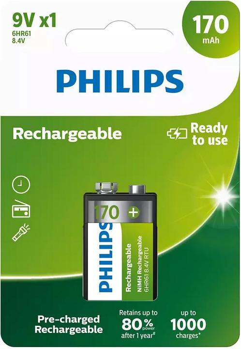 Actual product image ProPlus Philips battery 9V 170 mAh in blister (1 pcs., 9V Block, 170 mAh)