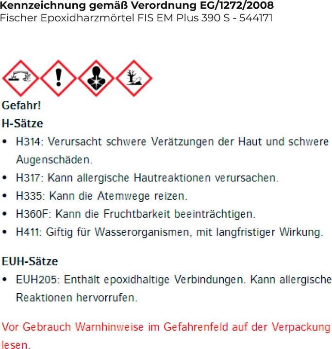 Produktbild Fischer Epoxidharzmörtel FIS EM Plus 390 S (1 Stk.)