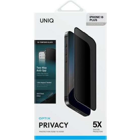 Thumbnail - Uniq Optix Privacy iPhone 16 Plus 6.7" prywatyzujące szkło hartowane z aplikatorem (1 Stück, Apple iPhone 16 Plus), Smar...
