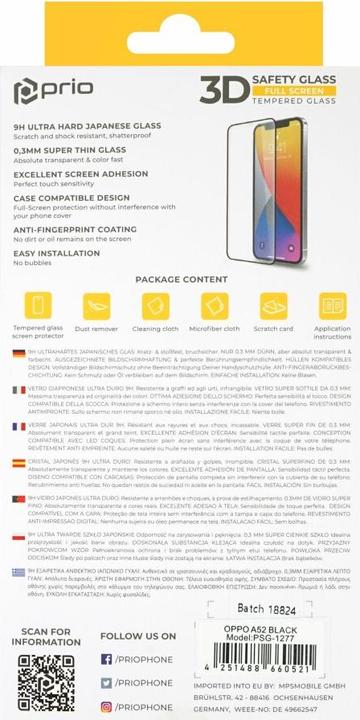 Image du produit prio Verre de protection d'écran 3D pour OPPO A52 noir (1 pcs, Oppo A52)