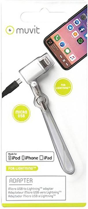 Produktbild Muvit Adaptateur Micro-Usb/Lightning Avec Attache Blanc (Micro USB)