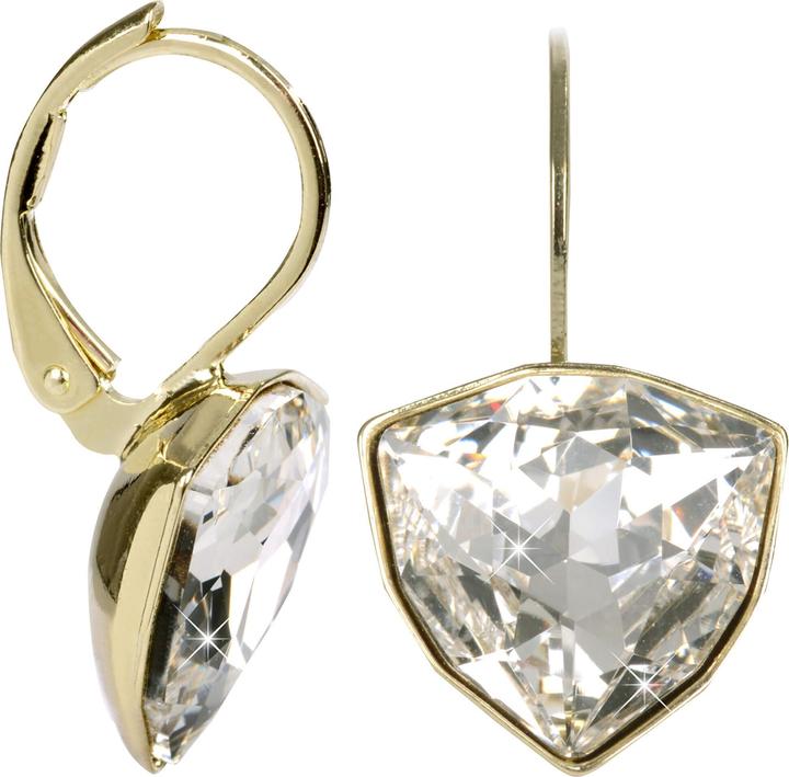 Levien Elégants boucles d'oreilles Trilliant Crystal plaqués or (L)