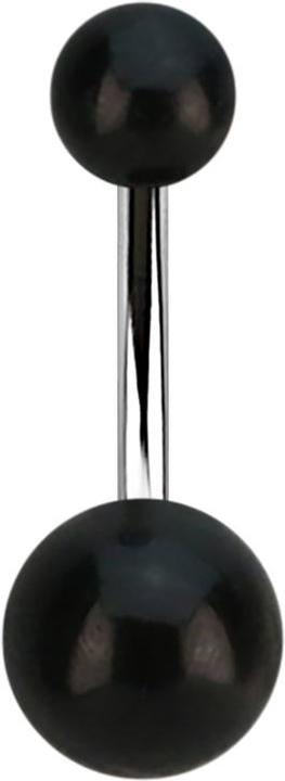 Immagine prodotto Star Piercing Banana d'argento con due sfere di corno nero (senza ottone, Organico, Acciaio chirurgico 316L)