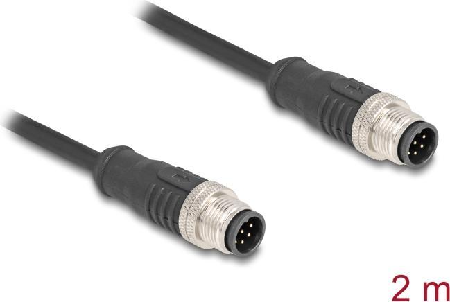 Actual product image Delock M12 cable A-coded 8 pin plug to plug PVC 2 m (S/FTP, S/STP, CAT5e, 2 m)