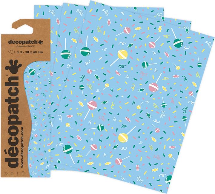Image du produit Décopatch Blisterpackung mit 3 Bogen Décopatch-Papier 30x40 cm gleichen Designs, Nr. 906 - (30 x 40 cm)