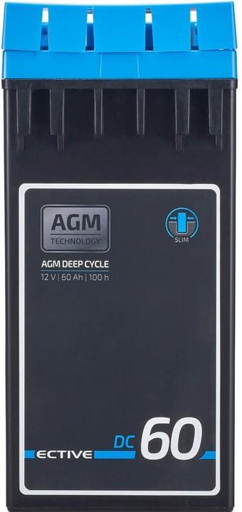 Image du produit Ective Batterie AGM 60Ah 12V Deep Cycle Slim Front Terminal Batterie d'alimentation (12 V, 60 Ah)