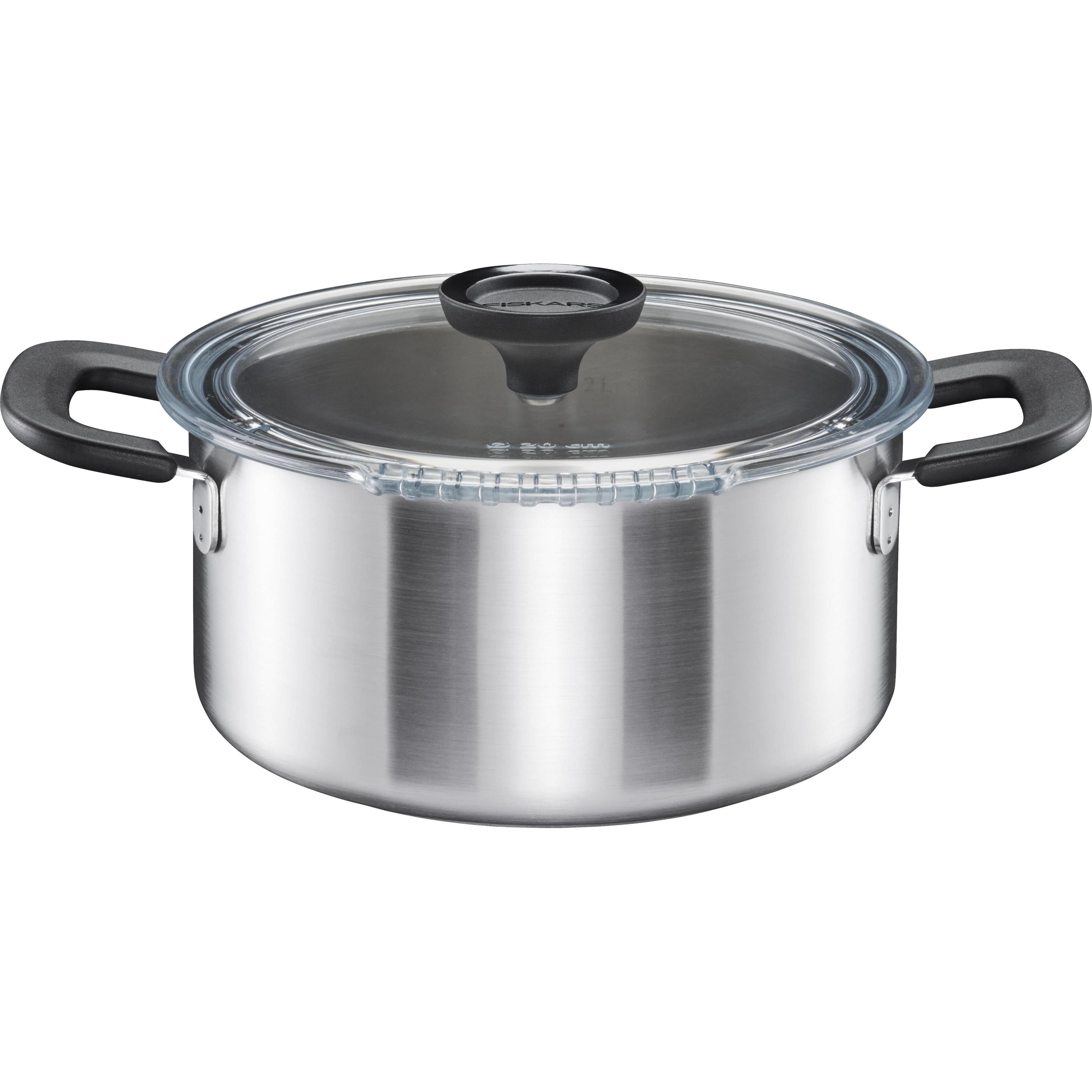 Fiskars CASSERUOLA FF 3L CON COPERCHIO 1072316, Padella + Pentola, Argento