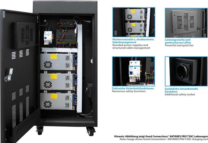 Image du produit Good Connections GC ANTARES PRO T20C Chariot de chargement jusqu'à 11" USB-C 30W PD3.0 Désinfection UVC gris