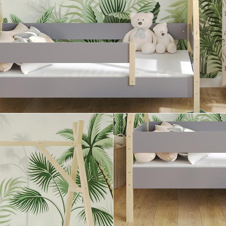 Produktbild VitaliSpa Tipi-Bett Bali, Grau, 80x160 cm mit Matratze (80 x 160 cm)