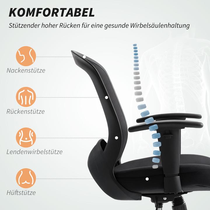 Produktbild Homcom Bürostuhl Polyester, Kunststoff Schwarz