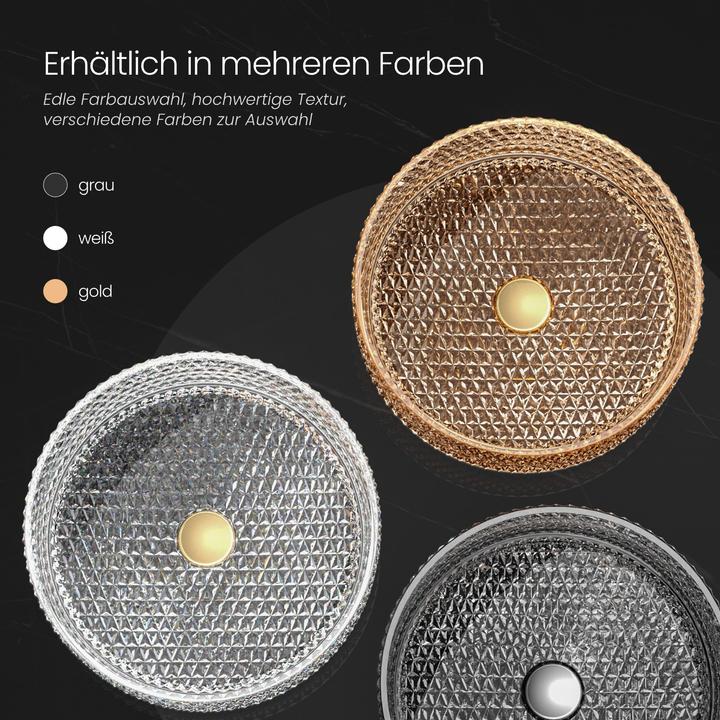 Produktbild Emke Aufsatzwaschbecken, 360 x 360 x 112 mm, Waschbecken aus roségoldenem Glas, Rundes Aufsatzwaschbecken (360 mm, 360 mm)