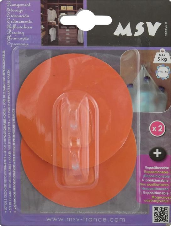 Actual product image MSV Patère Transparent Sur Fond Rond 8cm Orange