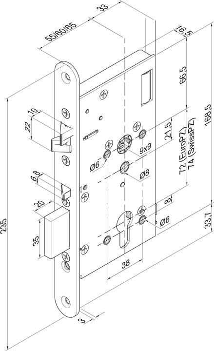 Actual product image Assa Abloy FF SI lock509X702PZ-----1Motorised version 509X702 65/24/72 PZ 12 (Profile cylinder)