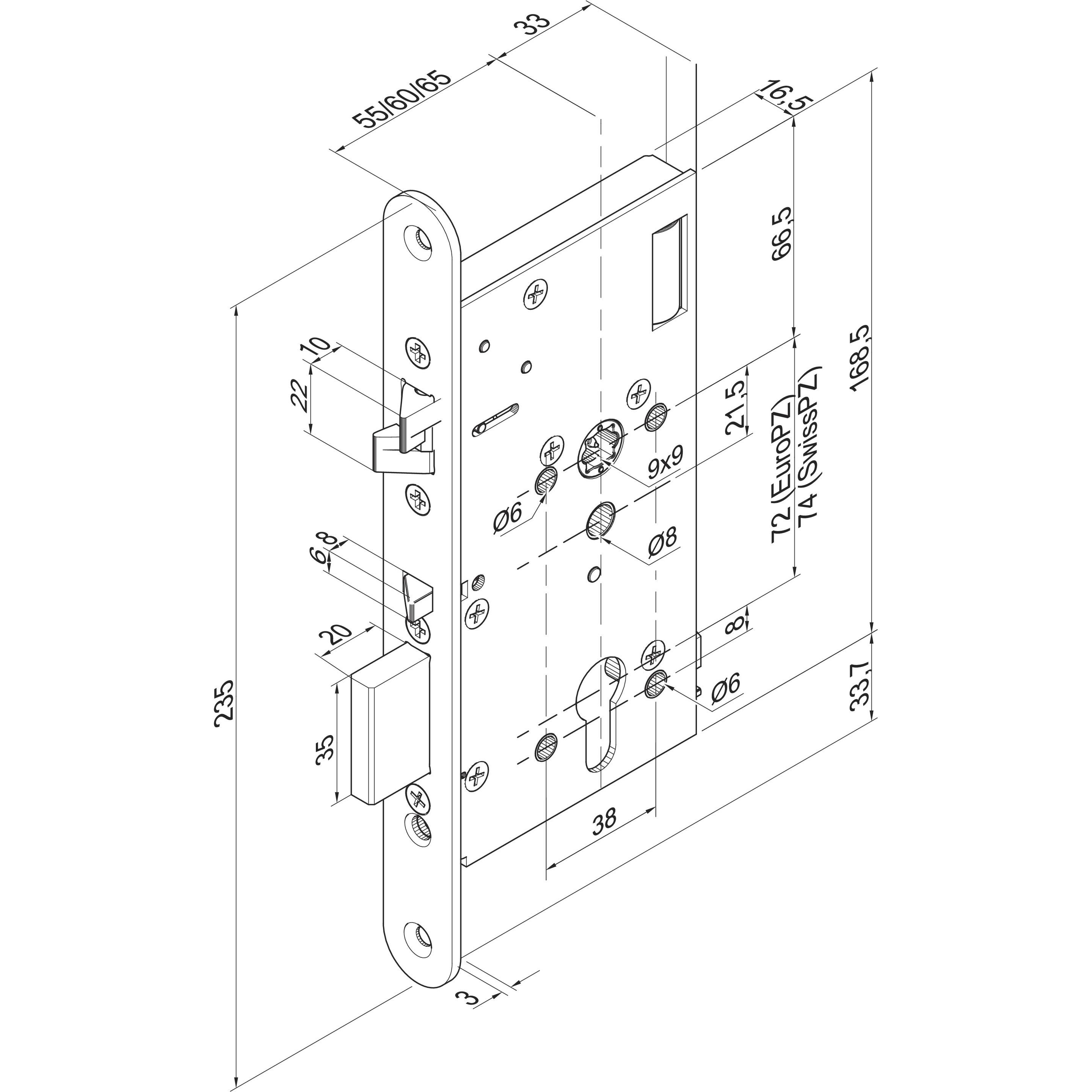 effeff EFF 509X501PZ-----5 SI-SCHLOÃ MOTORAUSFÃHRUNG 509X501 55/20/ (Indoor) (509X501PZ-----5)