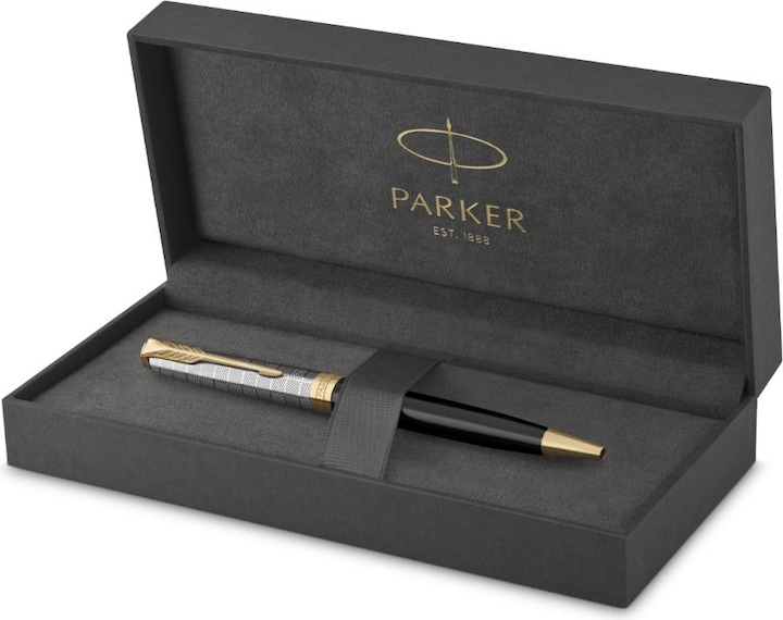 Image du produit Parker Stylo à bille Sonnet Prem. Metal & G.C. sw M (Noir, Argent, Or, 1 x)