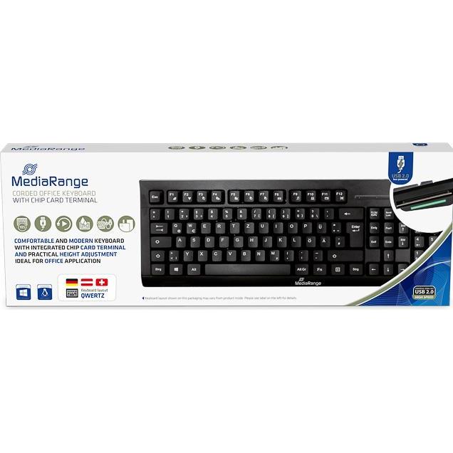 Thumbnail - MediaRange TASTATUR QWERTZ SCHWARZ MROS114 mit Kabel SmartCard (DE, Kabelgebunden), Tastatur, Schwarz