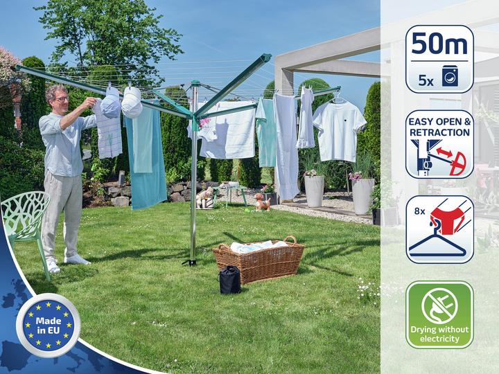 Actual product image Leifheit Linomatic 500 Deluxe Cover laundry umbrella (50 m)