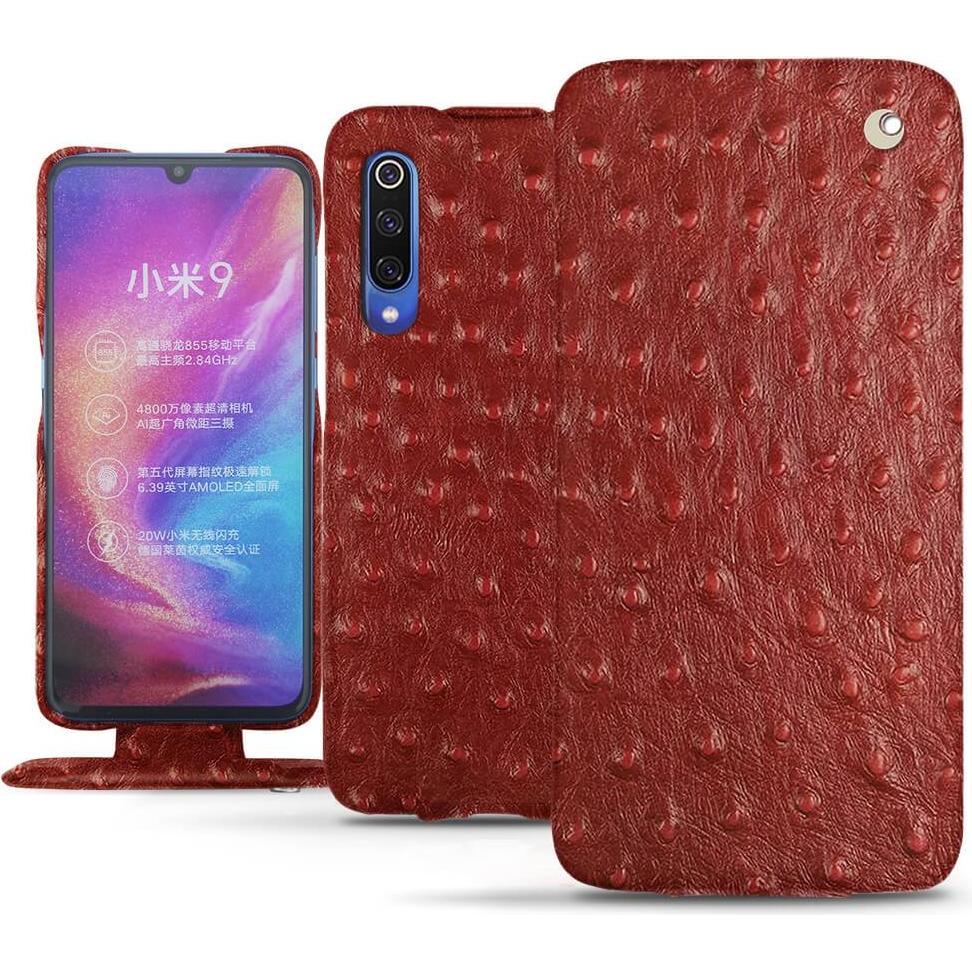 Noreve Lederschutzhülle vertikal (Xiaomi Mi 9), Smartphone Hülle, Rot