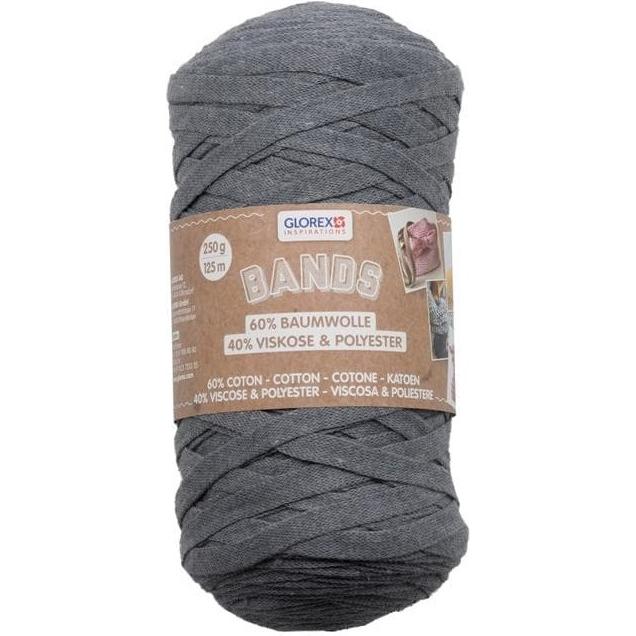 Glorex Wolle Makramee Bands 250 g, Grau, Garn + Wolle, Grau