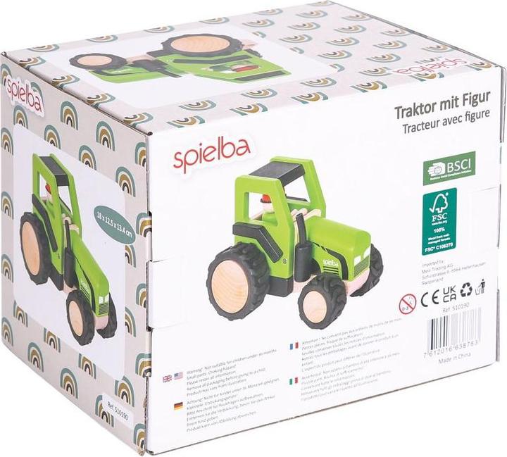 Actual product image Spielba Tractor with figure 100% FSC