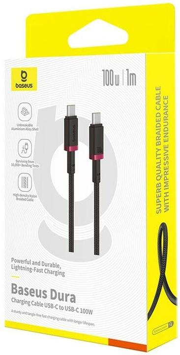 Immagine prodotto Baseus Dura Cavo di ricarica rapida da Tipo C a Tipo C 100 W da 1 m nero rosso (1 m, USB 3.2 Gen 1, 100 W)