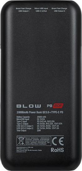 Produktbild NoName Power Bank 20000mAh QC+PD 20W + lightning PB20E (20000 mAh, 20 W)