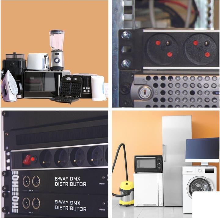 Produktbild Velleman 8-FACH-STECKDOSENLEISTE - STECKER-TYP E (FRANZÖSISCHES SYSTEM) - FÜR 19"-RACK (8x, CEE 7/5, 2.15 m)