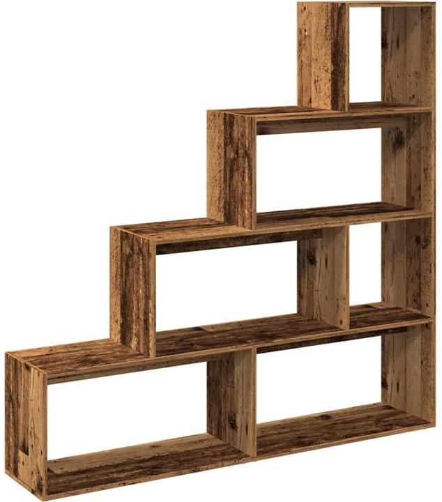 vidaXL Room divider Bookcase Standing shelf Staircase shelf 4 steps Old wood look (29 x 143.50 x 143.50 cm)
