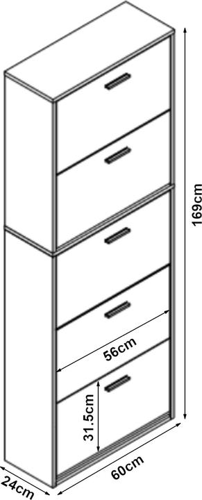Actual product image En.Casa Sykkylven (60 x 24 x 169 cm)