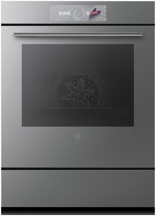 Stainless steel and black glass