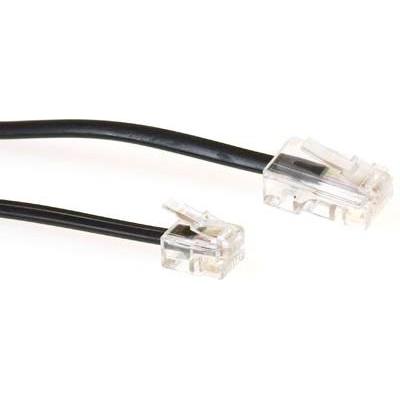 ACT Cavo telefonico piatto nero di 2 metri con connettori RJ11 e RJ45. Cavo Rj45-rj11 nero 2.00m, Accessori per telefoni