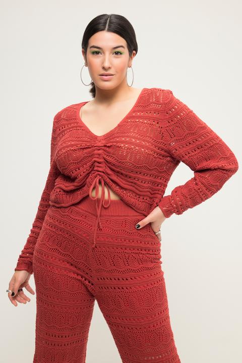 Immagine prodotto Studio Untold Maglione a punto ajour con taglio ampio, fascia arricciata, orlo a onde e maniche lunghe (50, 52)