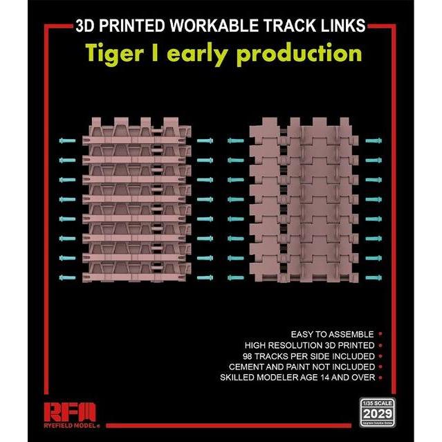 Rye Field Model 3D printed Workable track links for Tiger I early