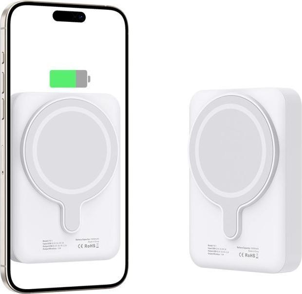 Actual product image Tech-Protect LifeMag PB11 Powerbank with MagSafe 10000mAh 15W USB-C port - white + USB-C cable (10000 mAh, 15 W)