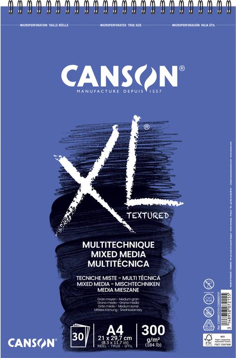 Image du produit Canson Bloc d'aquarelle MixMedia XL (A4, Blanc, Couverture souple)