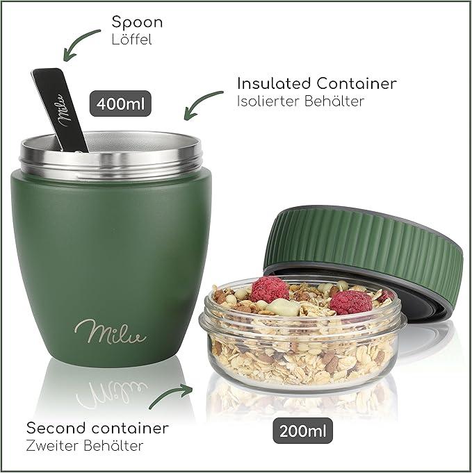 Image du produit Milu Récipient alimentaire vert olive 0,4 l