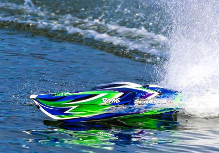 Image du produit Traxxas BOAT SPARTAN SR 1037mm 1:10 EP RTR GREEN TQi 2.4GHz SANS chargeur et SANS accu
