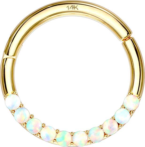 Image du produit Star Piercing Micro bague segment pliable 14k or front opale blanc (sans laiton, Or 14k)