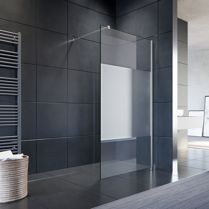 Actual product image SONNI Shower enclosure single door, frameless, walk-in, NANO treated glass 90x195 cm (90 cm, 0.80 cm, 195 cm)