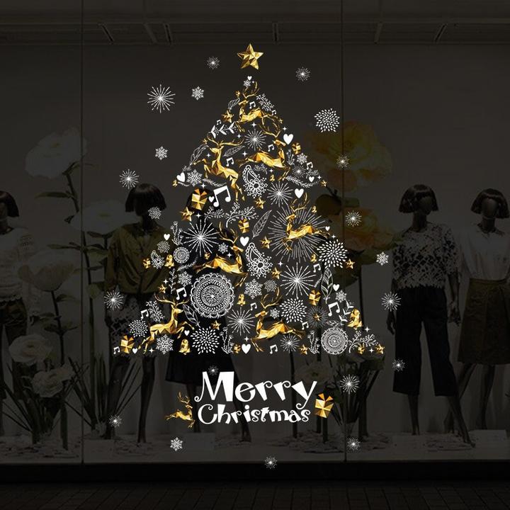 Image du produit Cover-Discount Stickers muraux Arbre de Noël doré (90 x 60 cm)