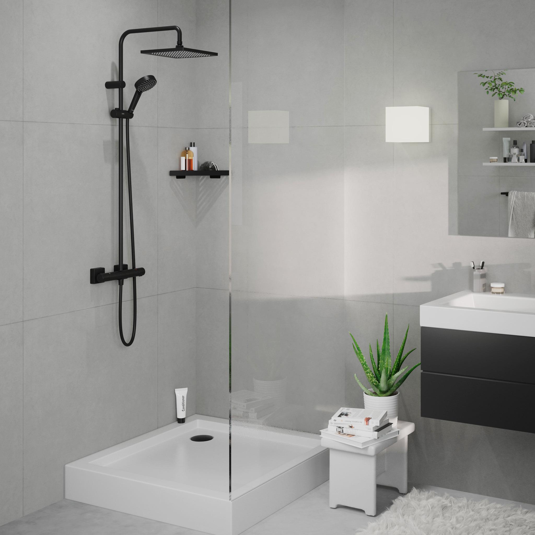 Thumbnail - hansgrohe, Duschsystem, HG Showerpipe Vernis Shape 240, 1 jet mit Thermostat mattschwarz