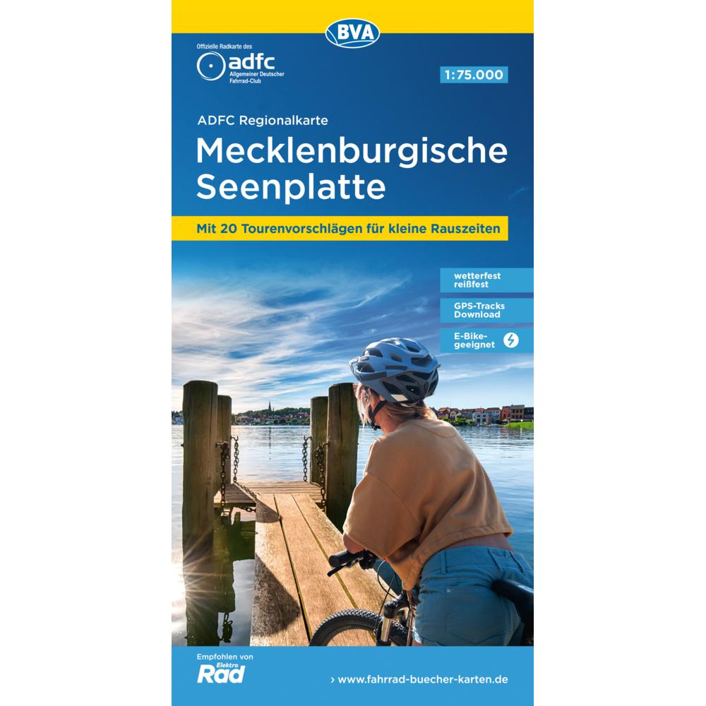 ADFC-Regionalkarte Mecklenburgische Seenplatte 1:75.000, reiss- und wetterfest, mit kostenlosem, Landkarte
