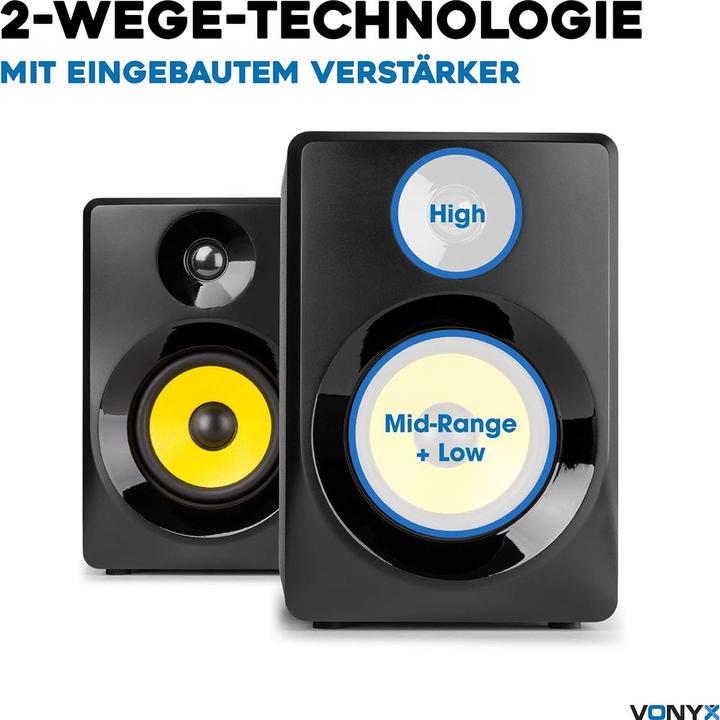 Image du produit Vonyx Moniteurs de studio SMN30B Paire Noir (Actif, Couples, 1x 60 W)