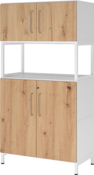 Image du produit Hammerbacher Armoire combinée, 4OH, socle, blanc/chêne cendré (80 x 41.70 x 153.20 cm)