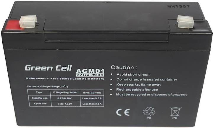 Actual product image GreenCell AGM01 (6 V, 12 Ah)